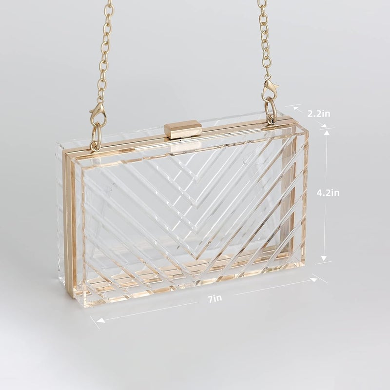 WJCD Clear Purses For Women Acrylic Clear Clutch Bag Stadium Approved - Image 2